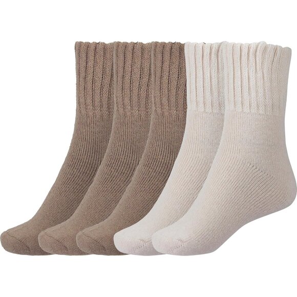 BenSorts Women5 Packs 3dark Brown 2beige Winter Thick Warm Polyester Boots Socks - Picture 1 of 5